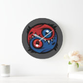Red and Blue Yin Yang Dragons ラージ壁時計 (ホーム)