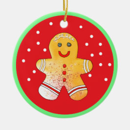 Red and Brown Gingerbread Boy Ornament セラミックオーナメント