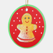 Red and Brown Gingerbread Girl Ornament セラミックオーナメント (左)