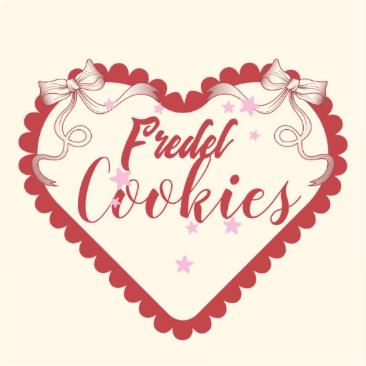 Red and Cream Custom-Cut Vinyl Sticker Design シール (正面)