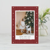 Red And Cream Stars Wallpaper Photo Holiday Card シーズンカード (スタンド正面)