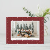 Red And Cream Stars Wallpaper Photo Holiday Card シーズンカード (スタンド正面)