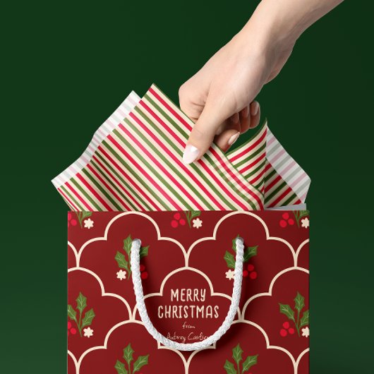 Red and Forest Green Stripes 薄葉紙