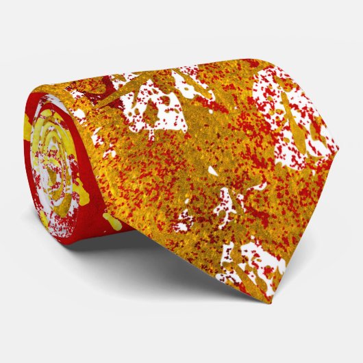 Red and Gold Abstract Strokes ネクタイ (ロール)