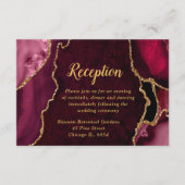 Red and Gold Agate Agate Wedding Reception エンクロージャーカード (正面)
