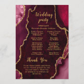 Red and Gold Agate Wedding Program プログラム (裏面)