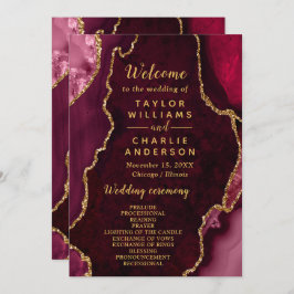Red and Gold Agate Wedding Program プログラム