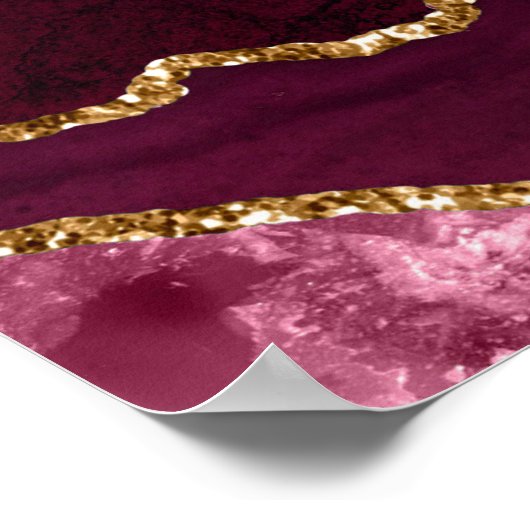 Red and Gold Agate Wedding Seating Chart ポスター (角)