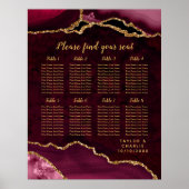 Red and Gold Agate Wedding Seating Chart ポスター (正面)