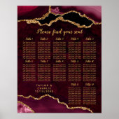 Red and Gold Agate Wedding Seating Chart ポスター (正面)