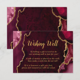 Red and Gold Agate Wedding Wishing Well エンクロージャーカード
