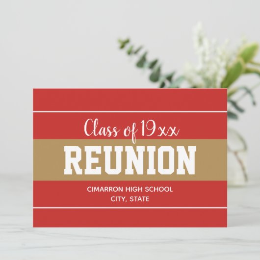 Red and Gold Any Year School Reunion Invitation 招待状 (スタンド正面)
