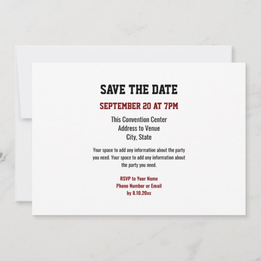 Red and Gold Any Year School Reunion Invitation 招待状 (裏面)