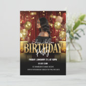 Red and Gold Birthday Party Invitation 招待状 (スタンド正面)