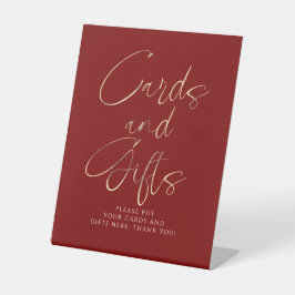 Red and Gold Cards and Gifts Bridal Shower 台座サイン