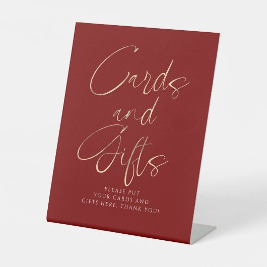 Red and Gold Cards and Gifts Bridal Shower 台座サイン (正面)