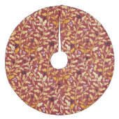 Red and gold christmas holly branches pattern フリース ツリースカート (正面)