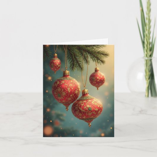 Red and Gold Christmas Ornaments シーズンカード (正面)