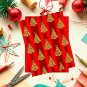 Red and Gold Christmas Trees Scrapbook Paper