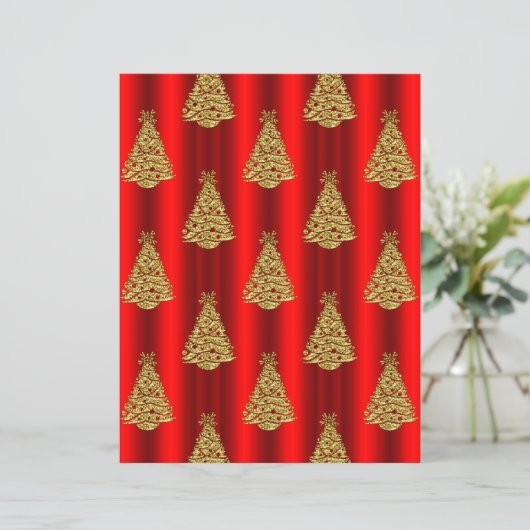 Red and Gold Christmas Trees Scrapbook Paper (スタンド正面)