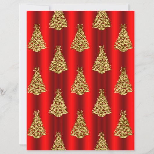 Red and Gold Christmas Trees Scrapbook Paper (正面)