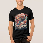 Red and Gold Dragon Over Stormy Sea トライブレンドＴシャツ (正面)