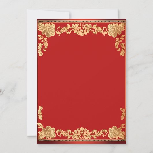 Red and gold elephants Indian wedding mehndi 招待状 (裏面)