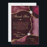 Red and Gold Faux Glitter Agate Wedding サンキューカード<br><div class="desc">A luxurious design featuring deep ruby red agate textures accented with shimmering gold glitter for a glamorous, modern finish. Elegant flowing script pairs with refined serif typography to create a sophisticated, high‑end aesthetic. The rich red tones evoke passion and opulence, while metallic gold accents add warmth and sparkle. Perfect for...</div>