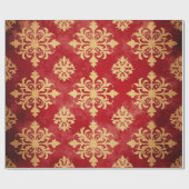 Red and Gold Festive Christmas Patterns ラッピングペーパー (フラット)