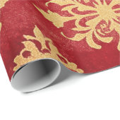 Red and Gold Festive Christmas Patterns ラッピングペーパー (ロールコーナー)