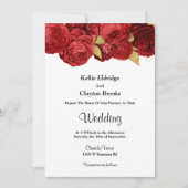 Red And Gold Floral Wedding Invitation 招待状 (正面)