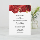 Red And Gold Floral Wedding Invitation 招待状 (スタンド正面)