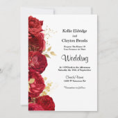 Red And Gold Floral Wedding Invitation 招待状 (正面)