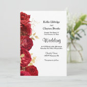 Red And Gold Floral Wedding Invitation 招待状 (スタンド正面)