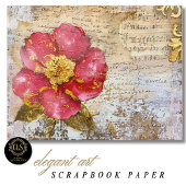 Red and Gold Flower Script Scrapbook Paper