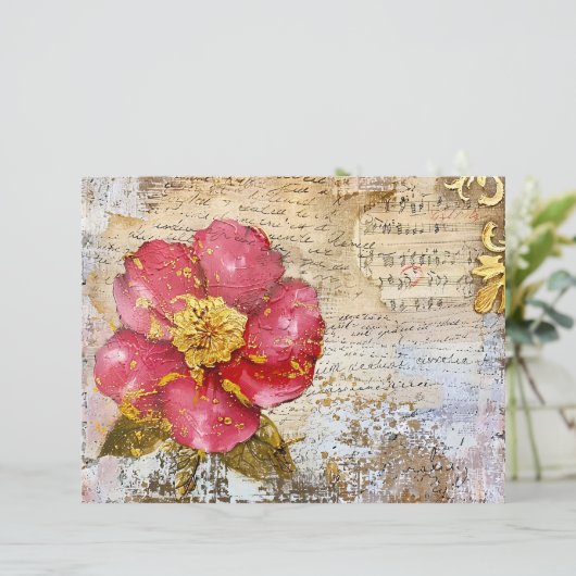 Red and Gold Flower Script Scrapbook Paper (スタンド正面)