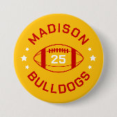 Red and Gold Football Player Jersey Number 缶バッジ (正面)