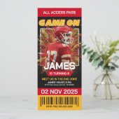 Red and Gold Football Ticket Birthday Invitation 招待状 (スタンド正面)