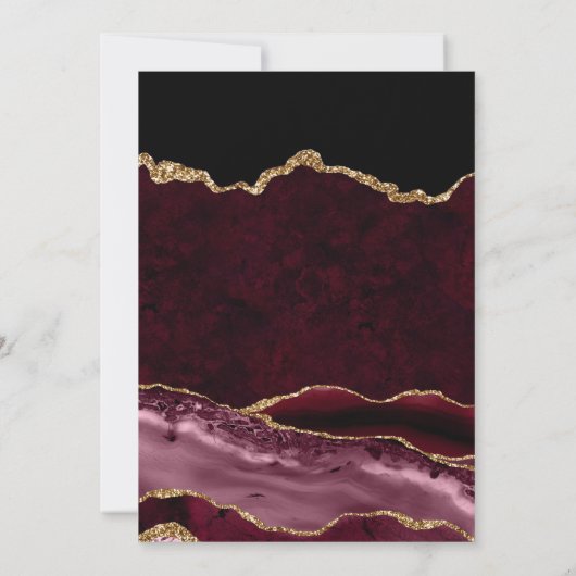 Red and Gold Glitter Agate 21st Birthday 招待状 (裏面)