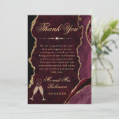 Red and Gold Glitter Agate & Marble Wedding サンキューカード (スタンド正面)