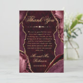 Red and Gold Glitter Agate & Marble Wedding サンキューカード (スタンド正面)