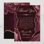 Red and Gold Glitter Agate & Marble Wedding サンキューカード (正面/裏面)