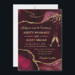 Red and Gold Glitter Agate Wedding 招待状<br><div class="desc">A bold and luxurious design featuring deep ruby red agate textures accented with shimmering gold glitter for a glamorous, modern finish. Elegant flowing script pairs with refined serif typography to create a sophisticated, high‑end aesthetic. The rich red tones evoke passion and opulence, while metallic gold accents add warmth and sparkle....</div>