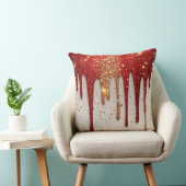 Red and Gold Glitter Dripping クッション (椅子)