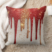 Red and Gold Glitter Dripping クッション (ブランケット)