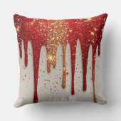 Red and Gold Glitter Dripping クッション (裏面)