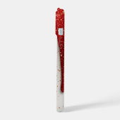 Red and Gold Glitter Dripping iPhone 15ケース (左側面)