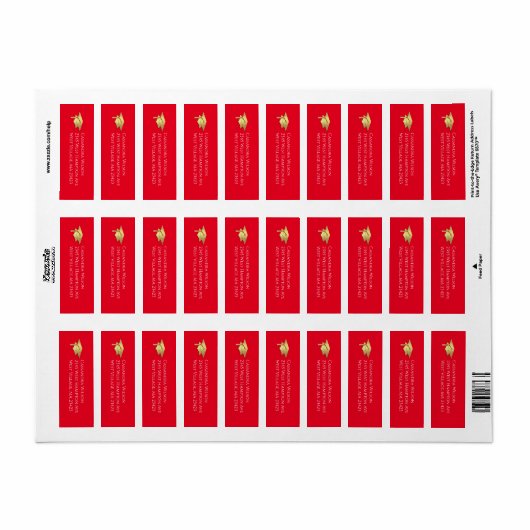 Red and Gold Graduation Return Address ラベル (フルシート)