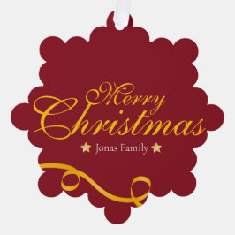 Red and Gold Hanging Paper Tag With Photo オーナメントカード