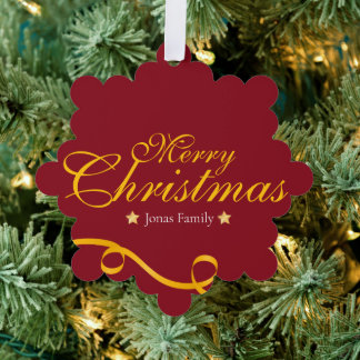 Red and Gold Hanging Paper Tag With Photo オーナメントカード